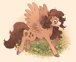 Size: 1000x821 | Tagged: safe, artist:clovenfawn, derpibooru import, oc, oc:coffee bean, unofficial characters only, pegasus, pony, female, glasses, image, partial background, png, running, solo, spread wings, wings