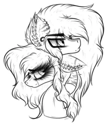 Size: 1855x2143 | Tagged: safe, artist:beamybutt, derpibooru import, oc, oc:bluebell, unofficial characters only, earth pony, pony, duo, ear fluff, ear piercing, earring, earth pony oc, eyelashes, female, image, jewelry, lineart, male, mare, monochrome, piercing, png, simple background, smiling, stallion, white background