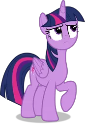 Size: 3945x5700 | Tagged: safe, artist:t.s. lightner, derpibooru import, twilight sparkle, twilight sparkle (alicorn), alicorn, pony, .svg available, female, folded wings, high res, horn, image, mare, multicolored mane, multicolored tail, png, purple eyes, raised hoof, shadow, simple background, solo, standing, tail, transparent background, vector, wings