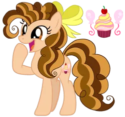 Size: 1206x1125 | Tagged: safe, artist:madlilon2051, derpibooru import, oc, unofficial characters only, earth pony, pony, balloon, base used, bow, cupcake, eyelashes, female, food, hair bow, image, mare, offspring, parent:cheese sandwich, parent:pinkie pie, parents:cheesepie, png, raised hoof, simple background, smiling, solo, transparent background