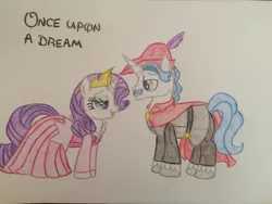 Size: 960x720 | Tagged: safe, artist:gibina4ever, derpibooru import, fancypants, rarity, clothes, crossover, disney, dress, female, image, jpeg, male, once upon a dream, raripants, shipping, sleeping beauty, straight, traditional art