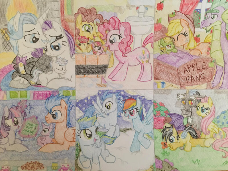 Size: 2828x2121 | Tagged: safe, artist:gibina4ever, derpibooru import, applejack, cheese sandwich, discord, fancypants, flash sentry, fluttershy, pinkie pie, rainbow dash, rarity, soarin', spike, twilight sparkle, oc, oc:apple fang, oc:kingston, oc:partycake, oc:prince sparkle, oc:sweet berries, oc:symphony, oc:wind flash, dracony, dragon, hybrid, image, interspecies offspring, jpeg, mane seven, mane six, next generation, offspring, older, older spike, parent:applejack, parent:cheese sandwich, parent:discord, parent:fancypants, parent:flash sentry, parent:fluttershy, parent:pinkie pie, parent:rainbow dash, parent:rarity, parents:applespike, parents:cheesepie, parents:discoshy, parents:flashlight, parent:soarin', parent:spike, parents:raripants, parents:soarindash, parent:twilight sparkle, traditional art