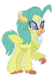 Size: 1220x1735 | Tagged: safe, artist:kurosawakuro, derpibooru import, oc, hybrid, image, interspecies offspring, offspring, open mouth, open smile, outline, parent:princess skystar, parent:thorax, png, simple background, smiling, solo, transparent background