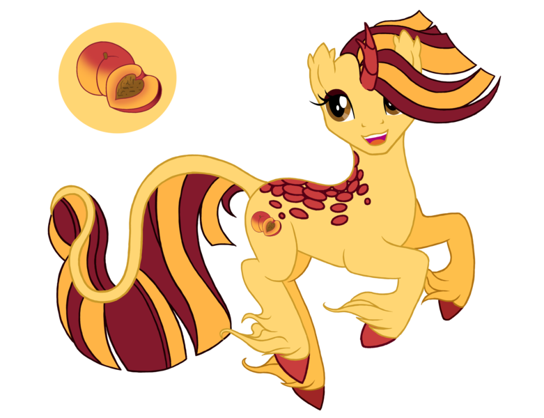 Size: 2795x2146 | Tagged: safe, artist:gypsycharm, derpibooru import, kirin oc, oc, oc:peach fuzz, kirin, female, image, mare, open mouth, open smile, png, simple background, smiling, solo, transparent background