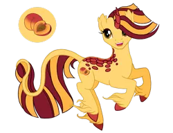Size: 2795x2146 | Tagged: safe, artist:gypsycharm, derpibooru import, kirin oc, oc, oc:peach fuzz, kirin, female, image, mare, open mouth, open smile, png, simple background, smiling, solo, transparent background