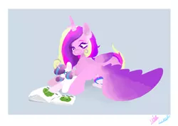 Size: 5787x4092 | Tagged: safe, artist:lunastudiolive, derpibooru import, princess cadance, princess flurry heart, oc, alicorn, pony, book, cute, female, filly, filly flurry heart, hug, image, mare, mother and child, mother and daughter, offspring, older, older flurry heart, parent:princess cadance, parent:shining armor, parents:shiningcadance, png, trio, wing blanket, winghug, wings
