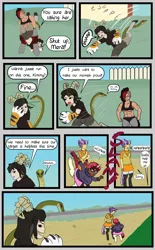 Size: 2400x3877 | Tagged: suggestive, artist:oneovertwo, derpibooru import, oc, oc:bella, oc:gibbous, oc:kimmy and mera, oc:stella, unofficial characters only, anthro, plantigrade anthro, satyr, comic:bucky comic, abs, comic, image, parent:chimera sisters, parent:moondancer, parent:oc:miss eri, parent:twilight sparkle, png