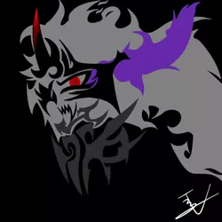 Size: 800x800 | Tagged: safe, artist:ccphony, artist:vegeta0777, derpibooru import, king sombra, pony, unicorn, black background, bust, dark magic, image, jpeg, magic, male, minimalist, modern art, signature, simple background, sombra eyes, stallion