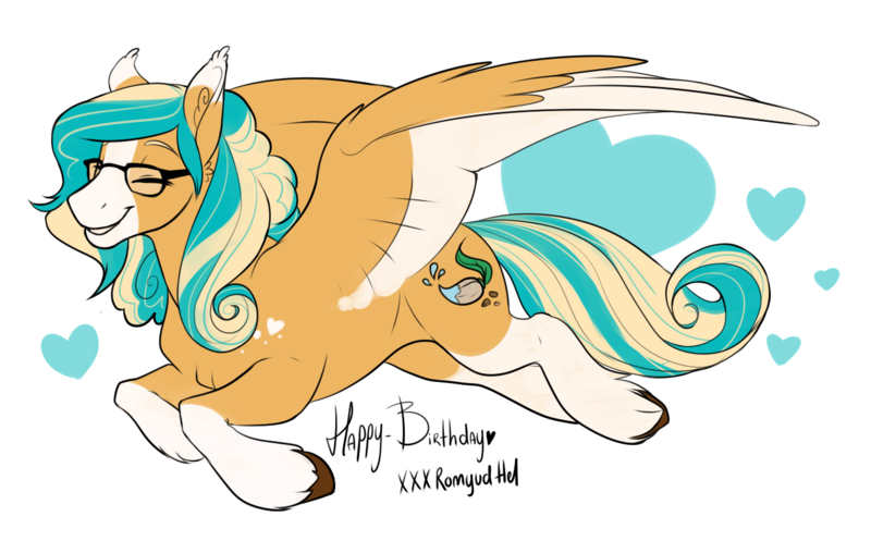 Size: 1379x857 | Tagged: safe, artist:royvdhel-art, derpibooru import, pegasus, pony, colored wings, glasses, image, png, simple background, smiling, transparent background, two toned wings, unshorn fetlocks, wings