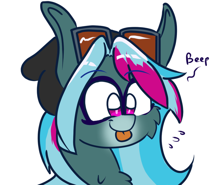 Size: 1024x901 | Tagged: safe, artist:tranzmuteproductions, derpibooru import, oc, unofficial characters only, pony, :p, beanie, cheek fluff, chest fluff, hat, image, png, simple background, solo, sunglasses, tongue out, white background