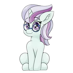 Size: 4000x4000 | Tagged: safe, derpibooru import, north point, pony, unicorn, cute, ear fluff, female, glasses, image, looking at you, mare, png, simple background, sitting, transparent background