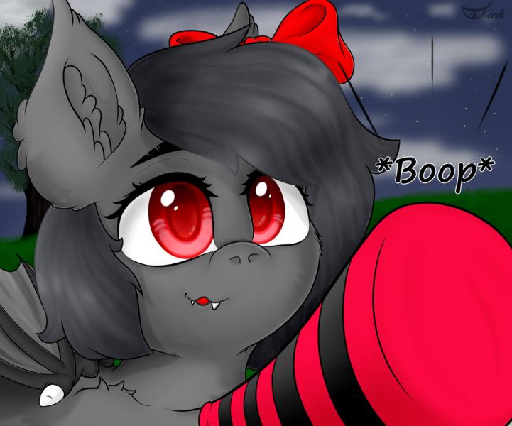 Size: 3479x2894 | Tagged: safe, derpibooru import, oc, oc:spacedragon, bat pony, pony, boop, bowtie, image, png, redraw