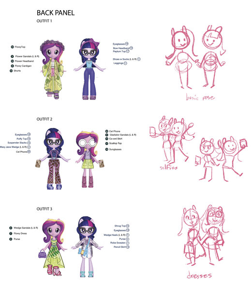 Size: 2500x2877 | Tagged: safe, artist:vanessa mack, official, princess cadance, sci-twi, twilight sparkle, equestria girls, clothes, concept art, dean cadance, doll, dress, fashion squad, image, jpeg, selfie, simple background, sketch, toy, white background