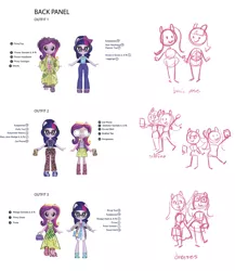 Size: 2500x2877 | Tagged: safe, artist:vanessa mack, official, princess cadance, sci-twi, twilight sparkle, equestria girls, clothes, concept art, dean cadance, doll, dress, fashion squad, image, jpeg, selfie, simple background, sketch, toy, white background