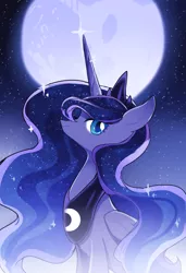 Size: 800x1173 | Tagged: safe, artist:rinn11201, princess luna, gradient background, image, jewelry, mare in the moon, moon, night, png, regalia
