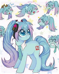 Size: 2000x2500 | Tagged: safe, artist:akko_baphy, artist:akko_wakko, artist:damon_ekel, derpibooru import, ponified, earth pony, pony, chibi, female, hatsune miku, heart, image, jpeg, leek, mare, music notes, necktie, smiling, vocaloid