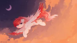 Size: 2809x1580 | Tagged: safe, artist:floweryoutoday, derpibooru import, oc, oc:making amends, unofficial characters only, pegasus, pony, commission, flying, image, png, solo, ych result