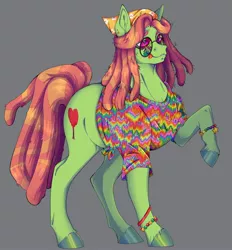 Size: 2600x2800 | Tagged: safe, artist:damon_ekel, derpibooru import, tree hugger, earth pony, pony, bandana, bracelet, clothes, female, hoers, image, jewelry, jpeg, lidded eyes, mare, raised hoof, shirt, solo, sunglasses, tie dye, tongue out