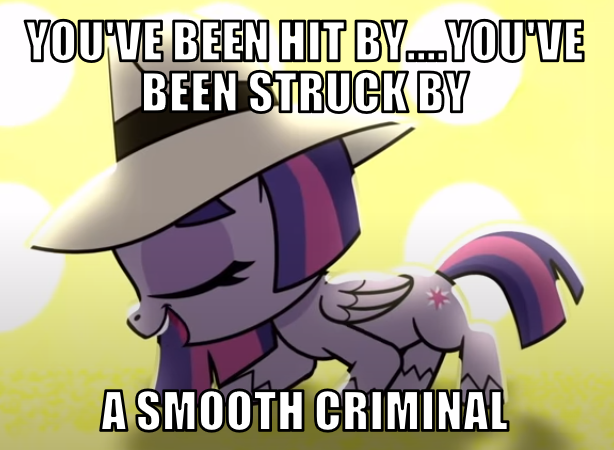 Size: 614x450 | Tagged: safe, derpibooru import, edit, edited screencap, editor:twi clown, screencap, twilight sparkle, twilight sparkle (alicorn), alicorn, pony, my little pony: pony life, caption, eyes closed, female, hat, image, image macro, mare, michael jackson, png, smooth criminal, solo, sportacular spectacular musical musak-ular, text