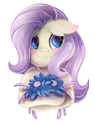 Size: 585x773 | Tagged: safe, artist:amoeba95, artist:jumblehorse, fluttershy, blushing, image, lip bite, plant, png, simple background, transparent background