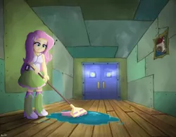 Size: 2000x1550 | Tagged: safe, artist:biocrine, derpibooru import, fluttershy, equestria girls, fluttermop, headphones, image, music player, png, spongebob squarepants