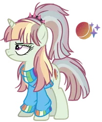 Size: 1280x1531 | Tagged: safe, artist:venomous-cookietwt, derpibooru import, oc, unofficial characters only, pony, unicorn, base used, clothes, female, image, magical lesbian spawn, mare, offspring, parent:moondancer, parent:rainbow dash, png, simple background, solo, sweater, transparent background