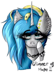 Size: 1365x1798 | Tagged: safe, artist:beamybutt, derpibooru import, oc, oc:moonbeam, unofficial characters only, pony, snake, unicorn, bracelet, bust, chains, ear fluff, ear piercing, eyelashes, female, horn, image, mare, piercing, png, simple background, spiked wristband, transparent background, unicorn oc, wristband