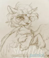Size: 1723x2048 | Tagged: safe, artist:paipaishuaige, derpibooru import, oc, unofficial characters only, alicorn, pony, chest fluff, glasses, image, jpeg, solo, spread wings, traditional art, unshorn fetlocks, wings