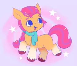 Size: 654x565 | Tagged: safe, artist:freyofelt, derpibooru import, sunny starscout, earth pony, pony, clothes, female, g5, image, mare, png, scarf, solo, stars