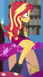Size: 300x532 | Tagged: safe, derpibooru import, screencap, sunset shimmer, equestria girls, equestria girls series, holidays unwrapped, spoiler:eqg series (season 2), blizzard or bust, cropped, image, png, solo