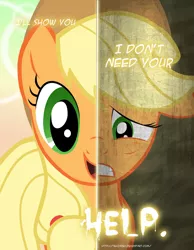 Size: 2158x2780 | Tagged: safe, artist:tehjadeh, derpibooru import, applejack, earth pony, pony, 2011, dual persona, dual personality, image, jpeg, poster, two sided posters