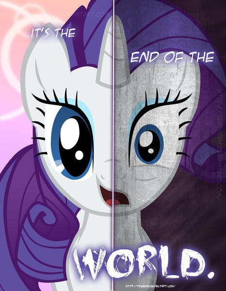 Size: 2158x2780 | Tagged: safe, artist:tehjadeh, derpibooru import, rarity, pony, unicorn, 2011, dual persona, dual personality, female, high res, image, jpeg, mare, poster, solo, two sided posters