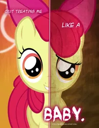 Size: 2158x2780 | Tagged: safe, artist:tehjadeh, derpibooru import, apple bloom, earth pony, pony, apple bloom's bow, bow, female, filly, hair bow, image, jpeg, poster, solo, two sided posters
