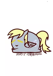 Size: 1000x1414 | Tagged: safe, artist:1395088159, derpibooru import, part of a set, derpy hooves, pegasus, pony, chubbie, eyes closed, female, image, jpeg, simple background, solo, white background