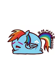 Size: 1000x1414 | Tagged: safe, artist:1395088159, derpibooru import, part of a set, rainbow dash, pegasus, pony, chubbie, eyes closed, female, image, jpeg, simple background, solo, white background