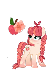 Size: 1500x2000 | Tagged: safe, artist:just-silvushka, derpibooru import, oc, unofficial characters only, earth pony, pony, base used, braid, braided tail, eyelashes, image, looking back, magical lesbian spawn, offspring, parent:applejack, parent:cherry jubilee, png, simple background, smiling, solo, tail, transparent background