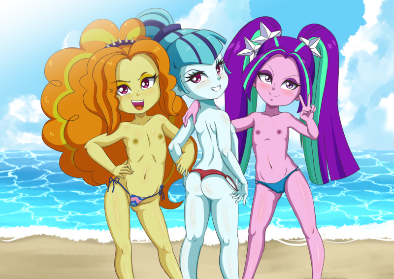 Size: 4093x2894 | Tagged: questionable, artist:the-dark-mangaka, banned from derpibooru, edit, ponybooru import, adagio dazzle, aria blaze, sonata dusk, equestria girls, bikini, cameltoe, child, clothes, female, females only, image, lolicon, nipples, nudity, partial nudity, png, sonata donk, swimsuit, the dazzlings, topless, trio, trio female, underage, young, younger
