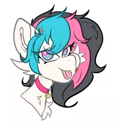 Size: 804x876 | Tagged: safe, artist:tizhonolulu, derpibooru import, oc, pony, :p, bandage, collar, image, png, solo, tongue out