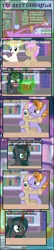 Size: 1008x4631 | Tagged: safe, artist:shootingstarsentry, derpibooru import, auburn vision, strawberry scoop, oc, oc:nightshade (digimonlover101), changepony, hybrid, pony, spider, star spider, comic:the next generation, book, female, filly, friendship student, image, interspecies offspring, offspring, parent:king sombra, parent:queen chrysalis, parents:chrysombra, png, starry eyes, wingding eyes