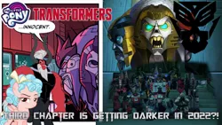 Size: 1280x720 | Tagged: safe, artist:robertsonskywa1, derpibooru import, cozy glow, lord tirek, caption, cybertronian, gun, image, jpeg, mercenary, mercenary symbol, my little pony logo, photo, quintesson, text, the magic of cybertron, thumbnail, transformers, transformers logo, weapon, youtube thumbnail