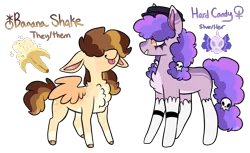 Size: 2369x1447 | Tagged: safe, artist:moccabliss, derpibooru import, oc, oc:banana shake, oc:hard candy, unofficial characters only, earth pony, pegasus, pony, female, image, magical lesbian spawn, mare, offspring, parent:bon bon, parent:lyra heartstrings, parents:lyrabon, png, tongue out