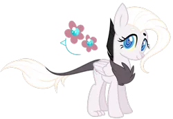 Size: 2953x2031 | Tagged: safe, artist:enifersuch, derpibooru import, oc, unofficial characters only, hybrid, pony, base used, chest fluff, eyelashes, female, image, interspecies offspring, mare, offspring, parent:discord, parent:fluttershy, parents:discoshy, png, simple background, smiling, solo, swirly eyes, transparent background, wings