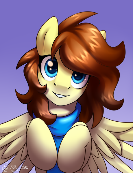 Size: 2000x2608 | Tagged: oc name needed, safe, artist:jedayskayvoker, derpibooru import, oc, pegasus, clothes, cute, eyelashes, eyeliner, female, gradient background, image, looking at you, makeup, png, scarf, smiling, smiling at you, solo