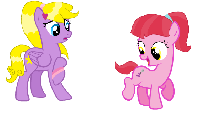 Size: 4368x2464 | Tagged: safe, artist:lnlaarts, derpibooru import, oc, oc:starry wishes, unnamed oc, unofficial characters only, earth pony, pegasus, pony, derpibooru community collaboration, 2022 community collab, base used, blue eyes, bracelet, duo, duo female, female, filly, foal, folded wings, image, jewelry, looking at someone, looking back, mane, mare, png, ponytail, raised hoof, simple background, smilling, standing, tail, transparent background, two toned mane, two toned tail, wings, yellow eyes
