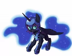 Size: 1786x1378 | Tagged: safe, artist:ikirunosindo, derpibooru import, nightmare moon, alicorn, pony, cute, ear fluff, ethereal mane, female, image, jpeg, looking at you, mare, moonabetes, nicemare moon, simple background, smiling, solo, starry mane, white background
