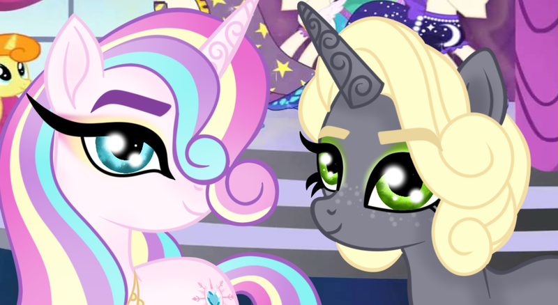 Size: 1024x561 | Tagged: safe, artist:owocrystalcatowo, derpibooru import, oc, oc:athena, oc:crystal heart, unofficial characters only, pony, unicorn, image, offspring, parent:princess cadance, parent:shining armor, parents:shiningcadance, png