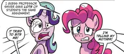 Size: 632x276 | Tagged: safe, artist:michela cacciatore, derpibooru import, idw, pinkie pie, starlight glimmer, spoiler:comic, spoiler:comicgenerations02, comic, image, my little pony: generations, png