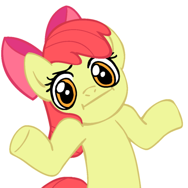 Size: 945x945 | Tagged: safe, artist:moongazeponies, derpibooru import, apple bloom, earth pony, pony, female, filly, image, png, shrug, shrugpony, solo