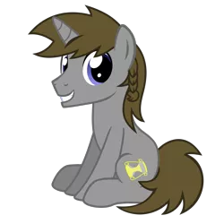 Size: 1406x1406 | Tagged: safe, artist:the smiling pony, derpibooru import, oc, oc:cold front, oc:disty dusk, unofficial characters only, pony, unicorn, .svg available, brown mane, brown tail, full body, horn, image, looking at you, male, png, show accurate, simple background, sitting, smiling, smiling at you, solo, stallion, tail, transparent background, unicorn oc, vector