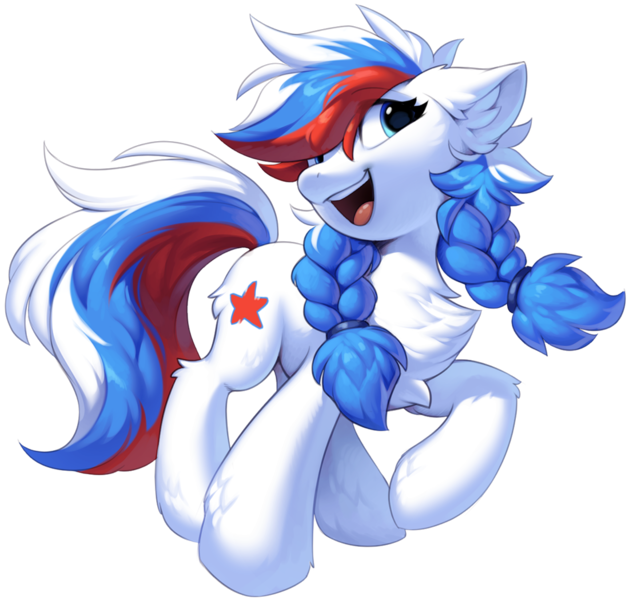 Size: 1100x1049 | Tagged: safe, artist:hioshiru, derpibooru import, oc, oc:marussia, ponified, unofficial characters only, pony, unicorn, derpibooru community collaboration, 2022 community collab, chest fluff, ear fluff, image, nation ponies, png, russia, simple background, smiling, solo, transparent background